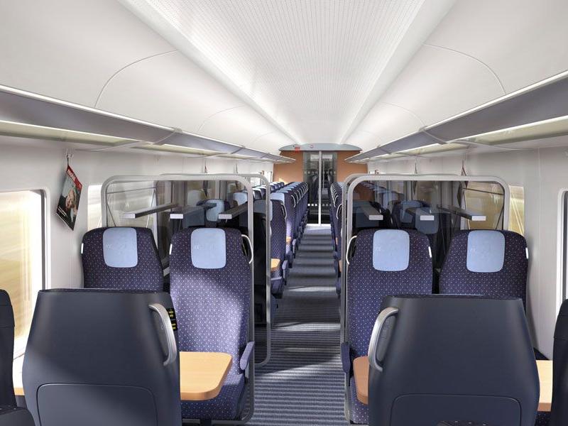 Polycarbonate luminaires validated for railway carriage interiors.